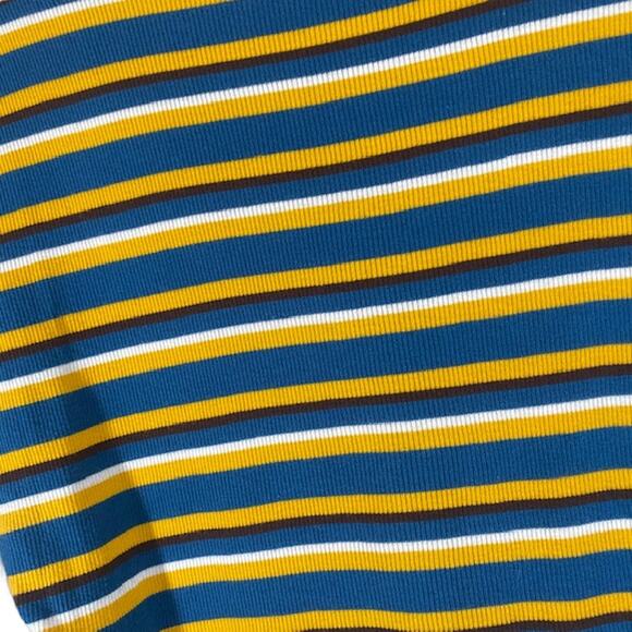 Zara Blue & Yellow Multicolor Striped Short Sleeve Cropped Top Women Sz L - Picture 7 of 7